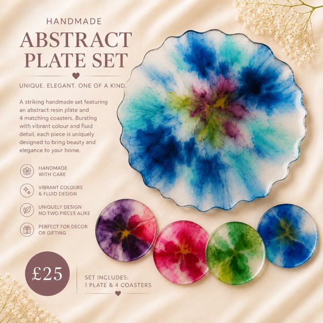 Vibrant Abstract Plate Set