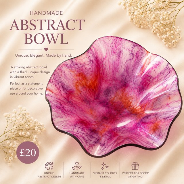 Pink Abstract Bowl