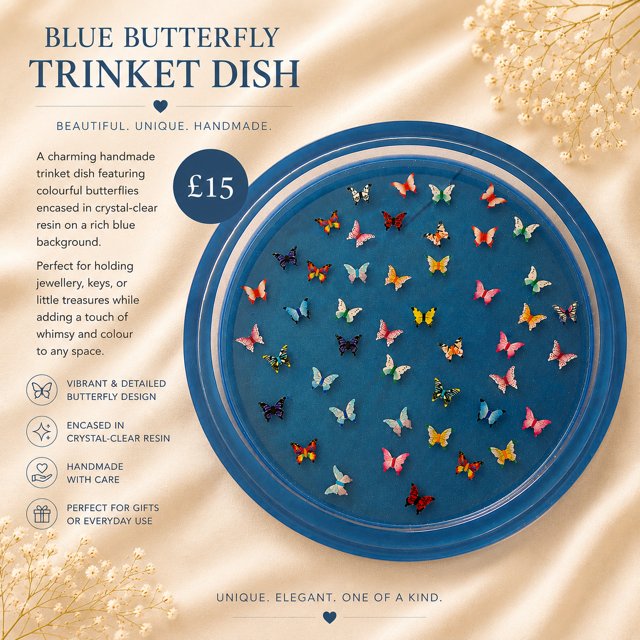 Blue Butterfly Trinket Dish