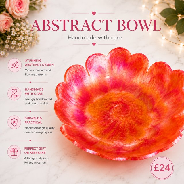 Red-Orange Abstract Bowl