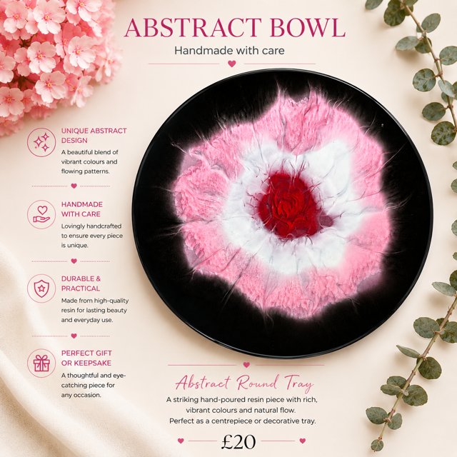 Flower Pink White Abstract Bowl