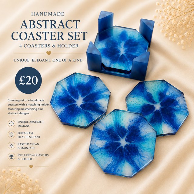 Blue Abstract Coaster Set
