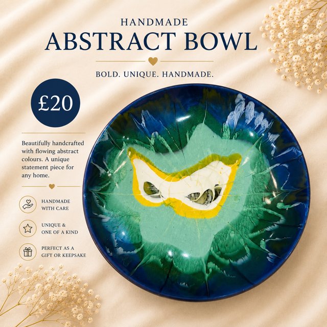 Blue-Green Abstract Bowl
