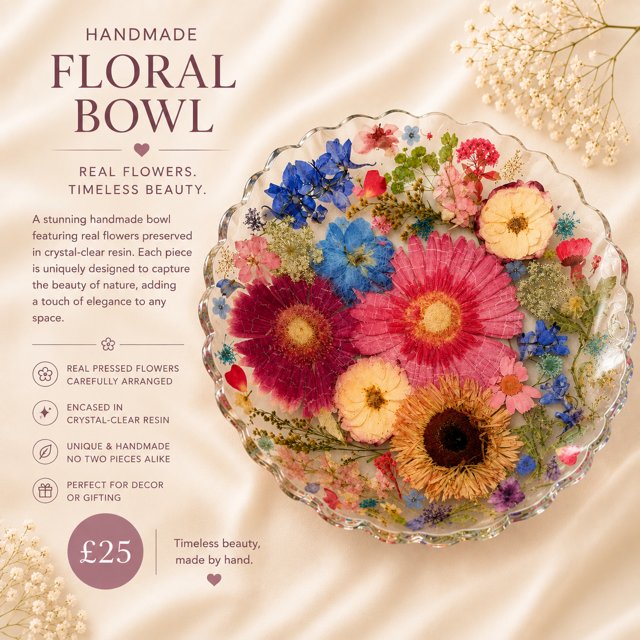 Handmade Floral Bowl