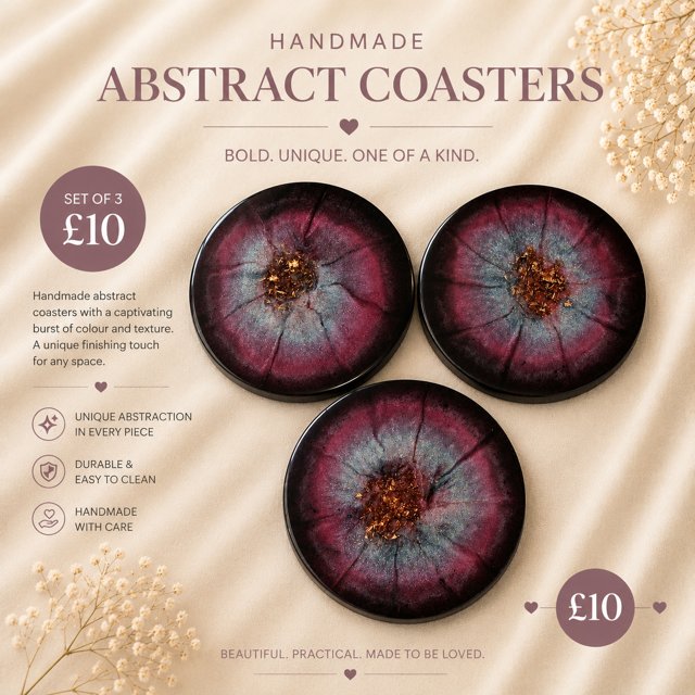 Pink Black Abstract Coasters