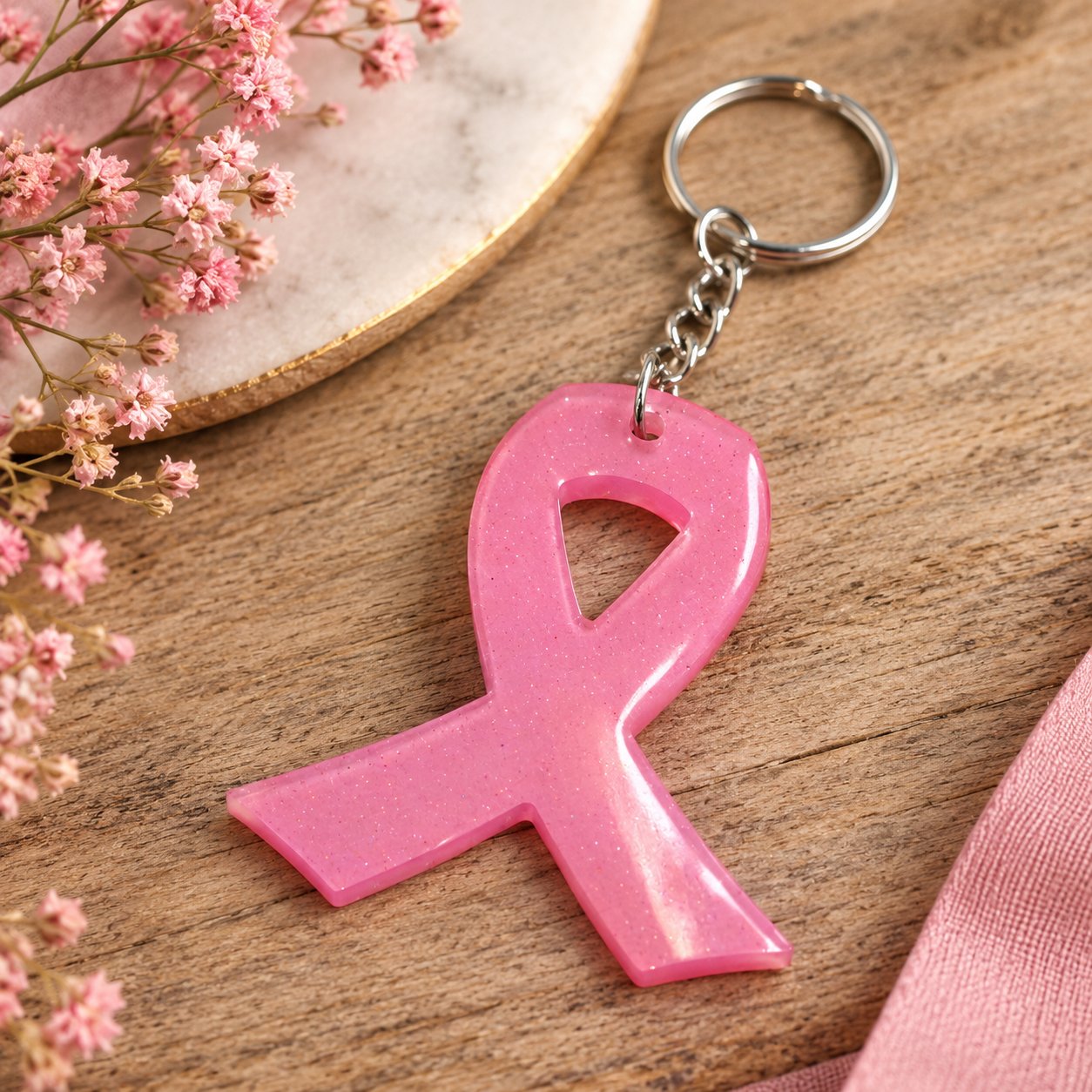 Cancer research sign keyring