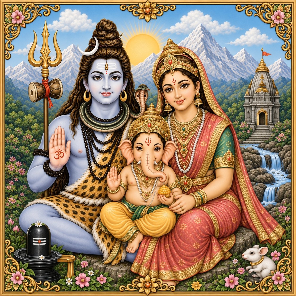 🪷 Shiva Parvati & Ganesha Family Diamond Painting Kit