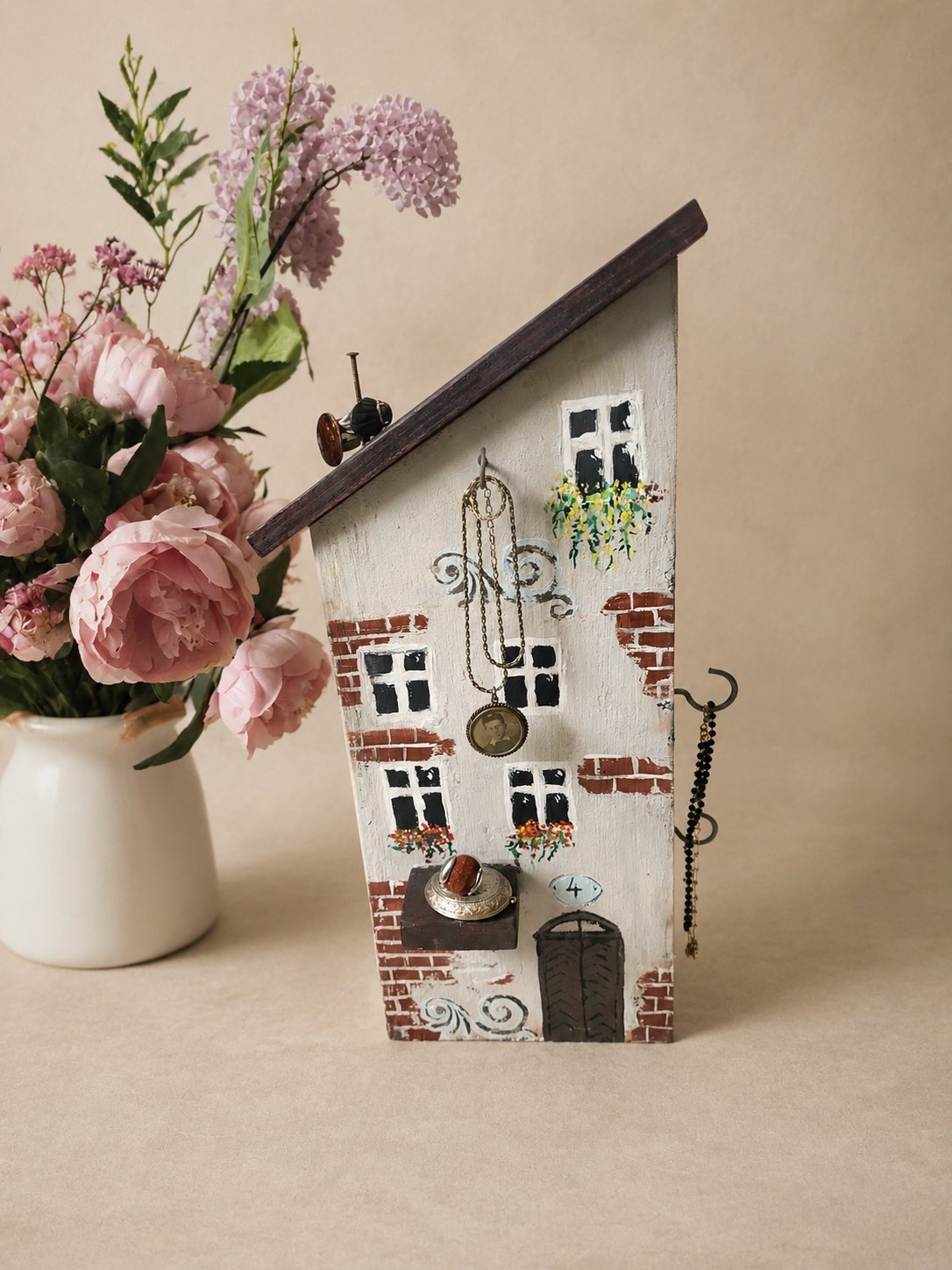 Rustic Townhouse Wooden Decor with Hooks
