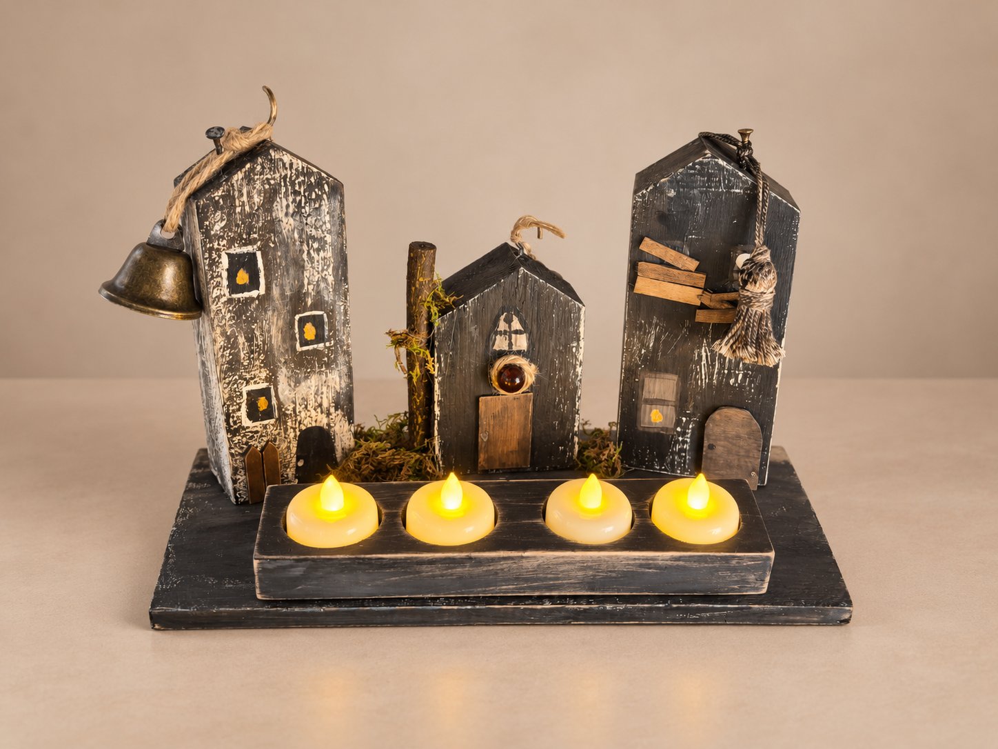 Spooky Village Candle Holder – Halloween Ghost Town Centerpiece