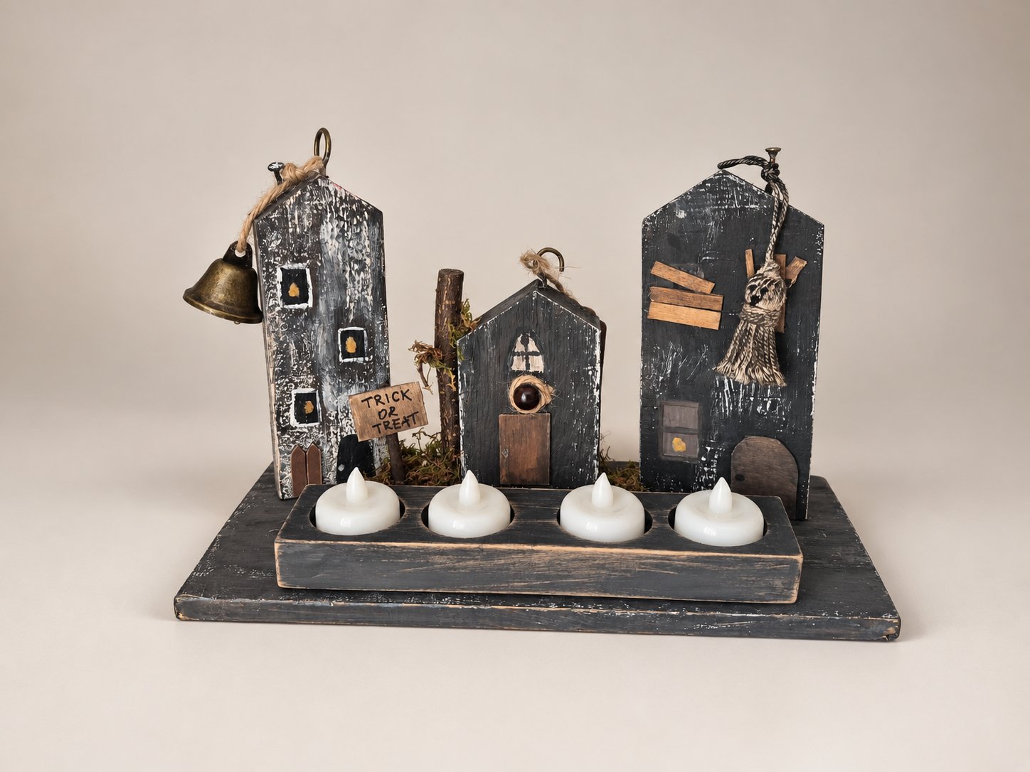 Spooky Village Candle Holder – Halloween Ghost Town Centerpiece