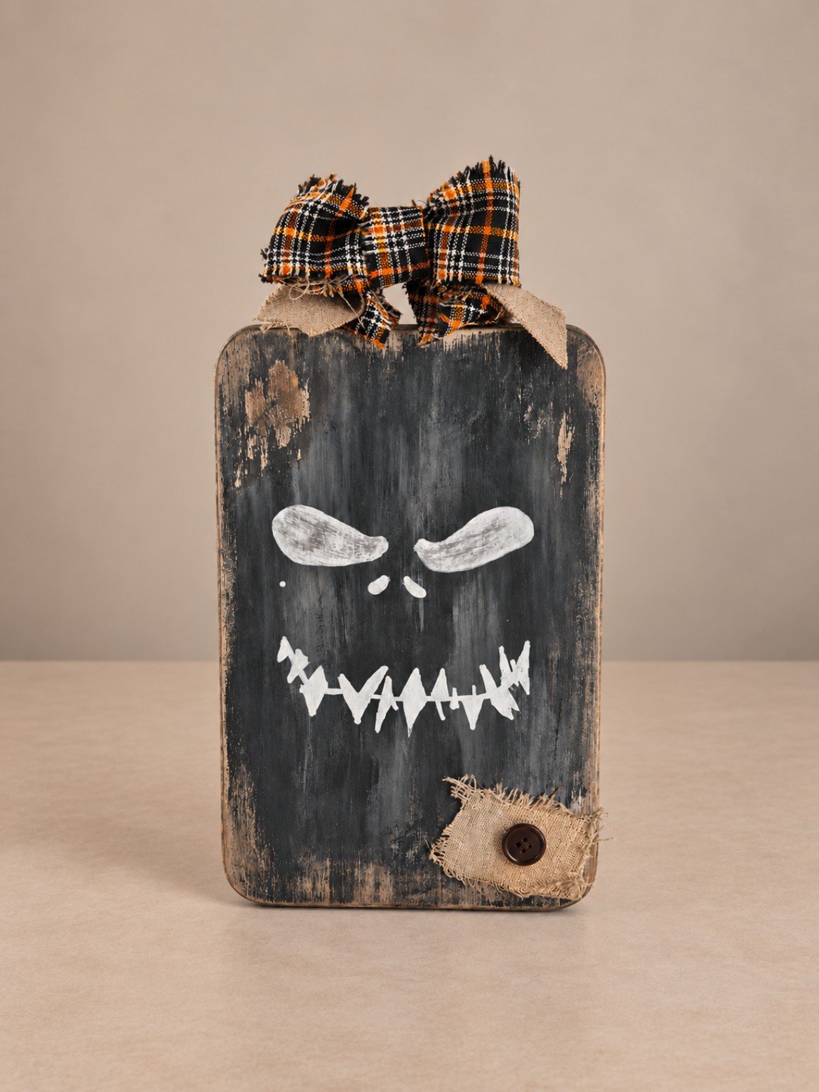 Double-Sided Halloween Wooden Plaque – Spooky Jester & Jack O'Lantern Wall Hanging