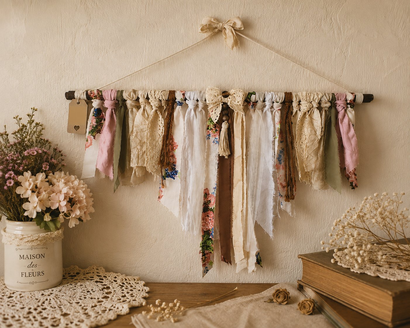 Vintage Fabric Rag Wall Hanging