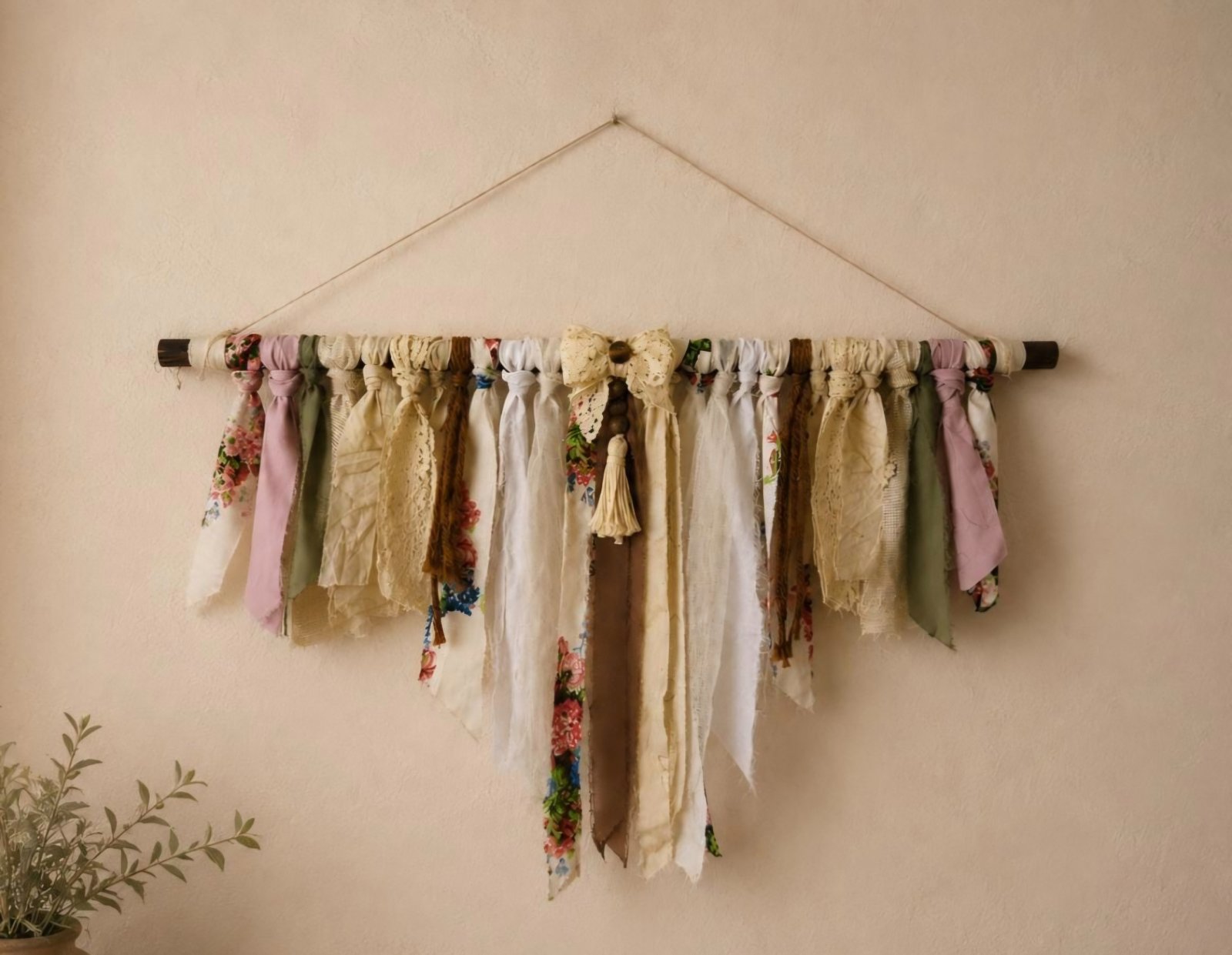 Vintage Fabric Rag Wall Hanging