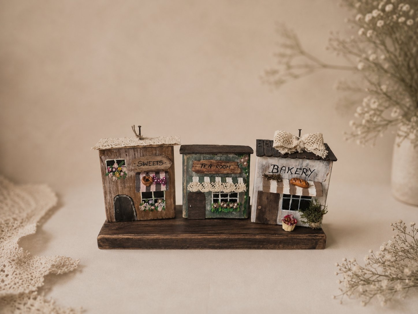 Rustic Wooden High Street Shops Miniature Scene ​