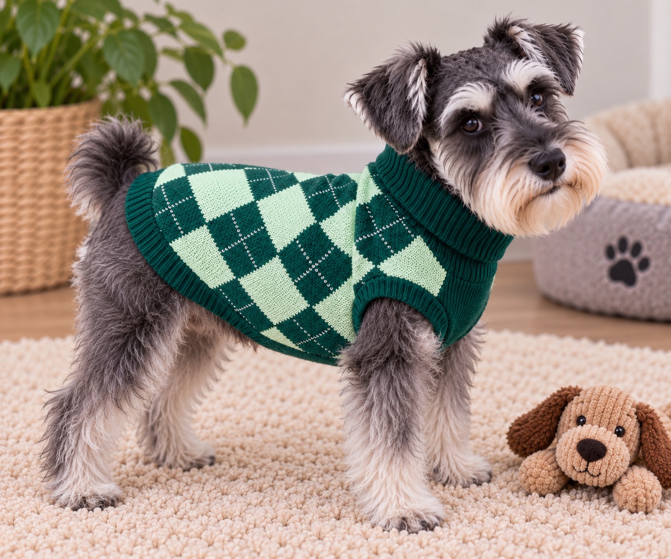 Green plaid casual college style jumper