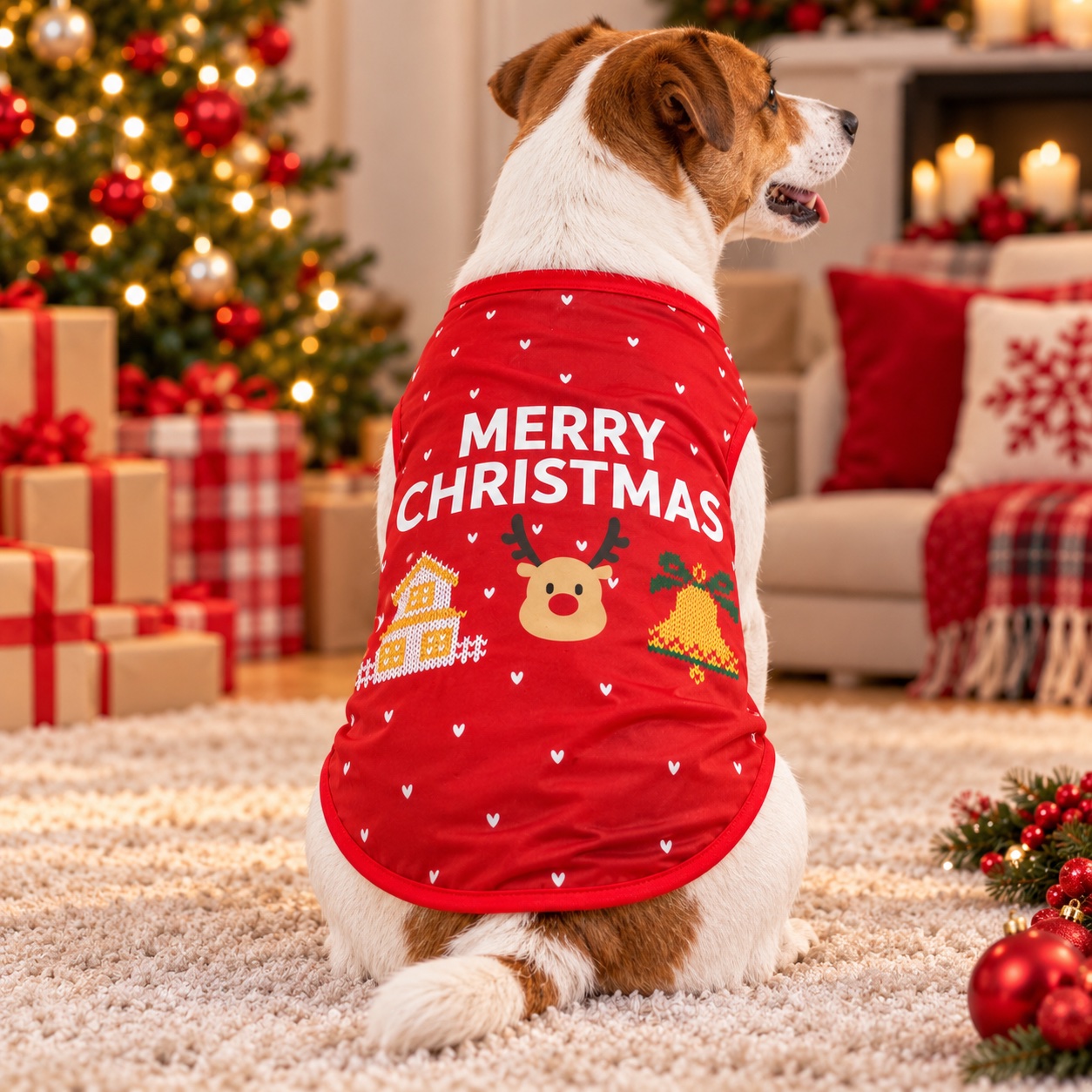Festive dog vest lightweight breathable, Christmas
