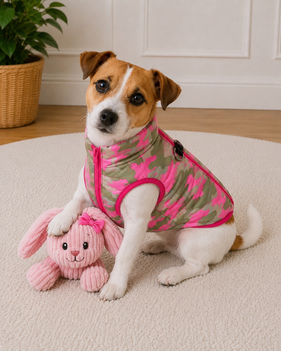 Dog water resistant jacket pink camo
