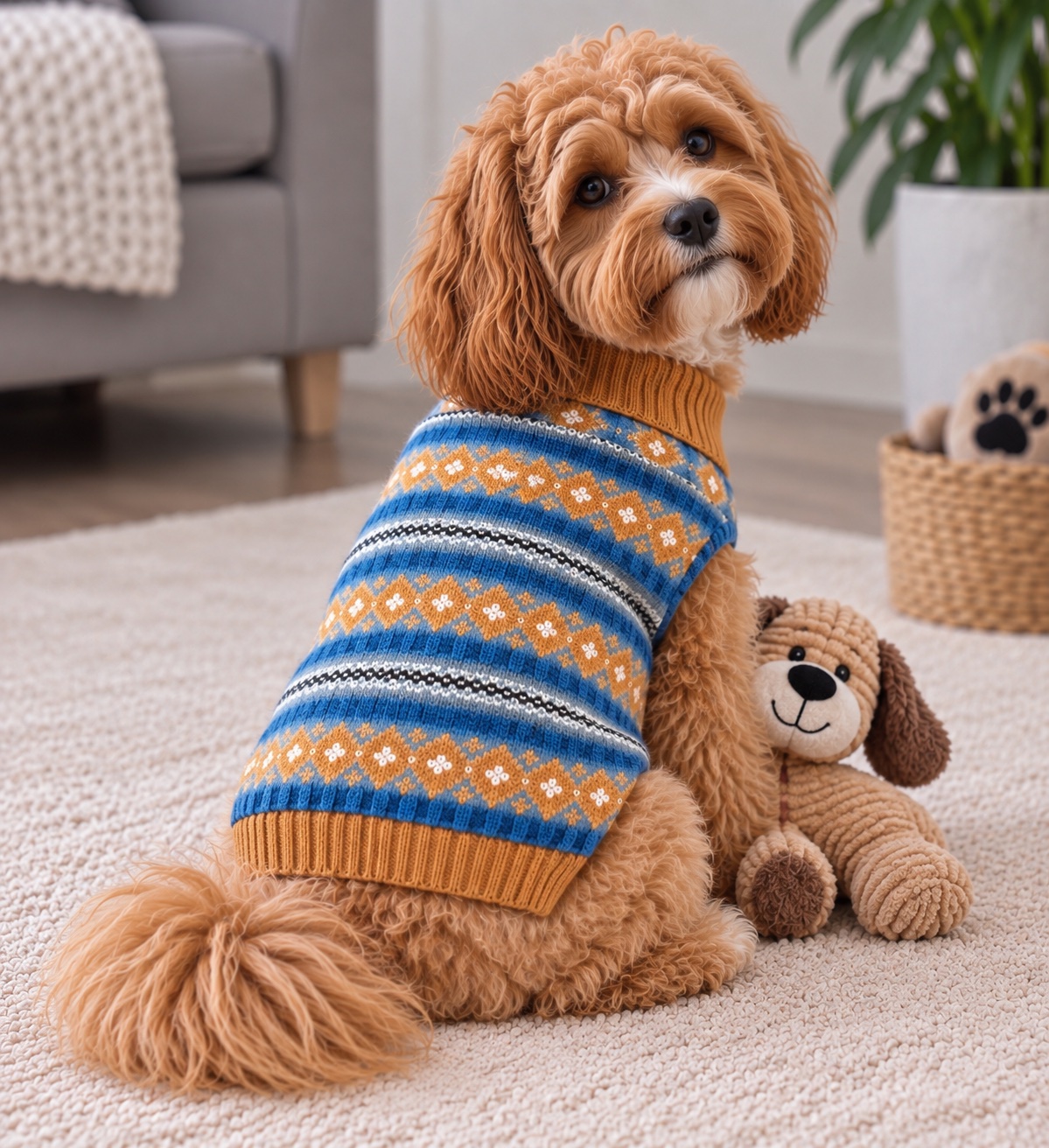 Fair isle style dog jumper