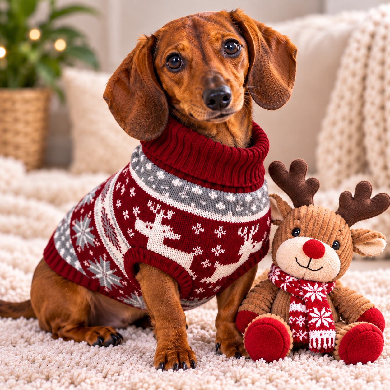 Cute and cosy festive dog jumper
