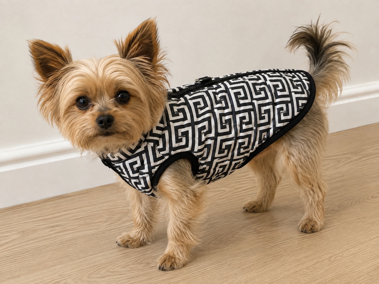 Geometric patterned dog coat