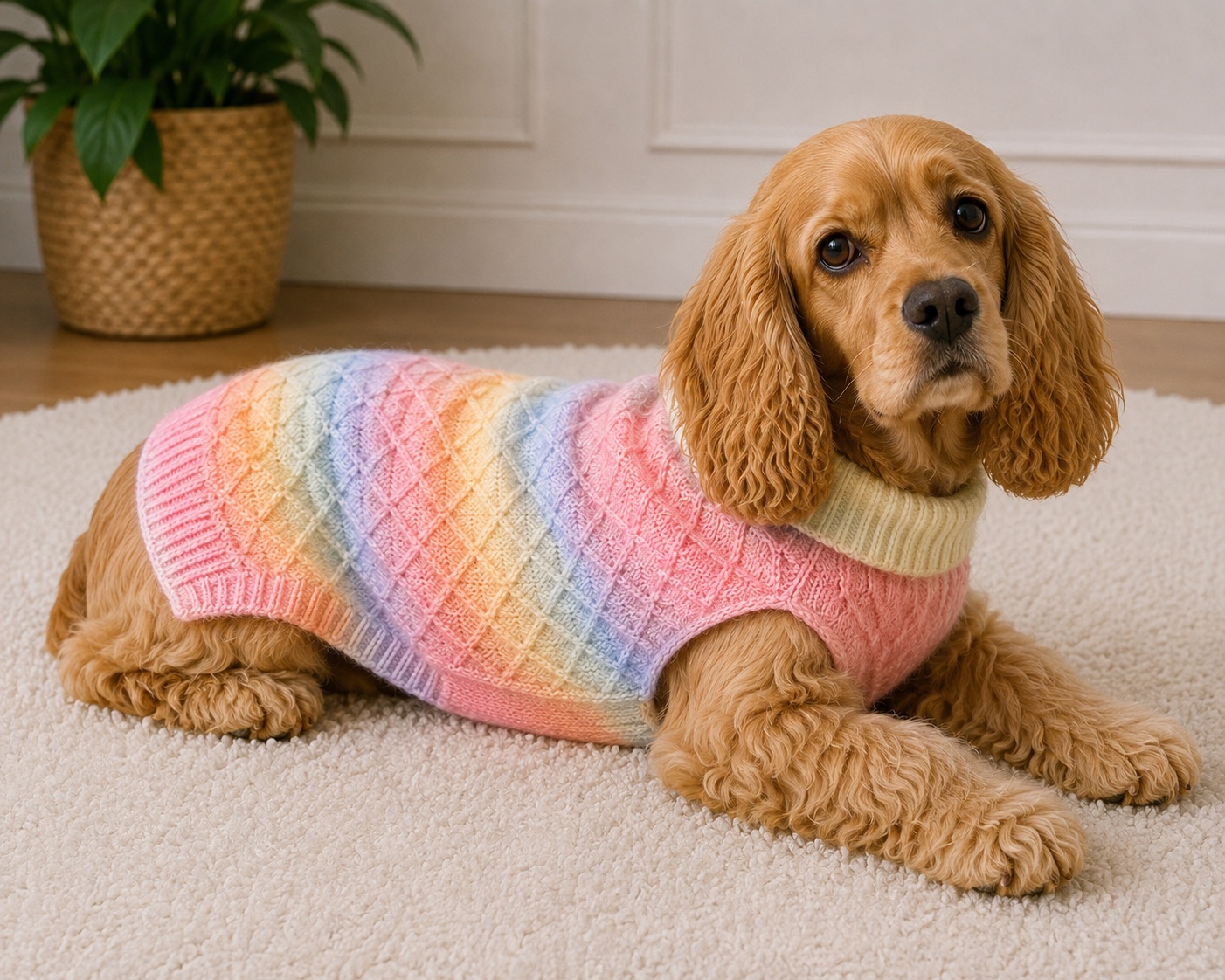 Rainbow gradient colour dog jumper