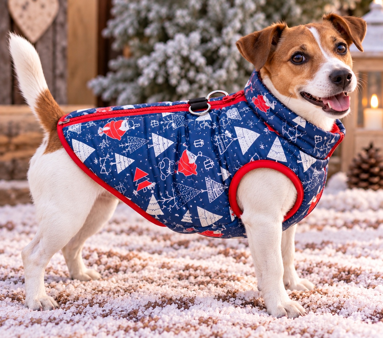 Festive dog jacket zip up