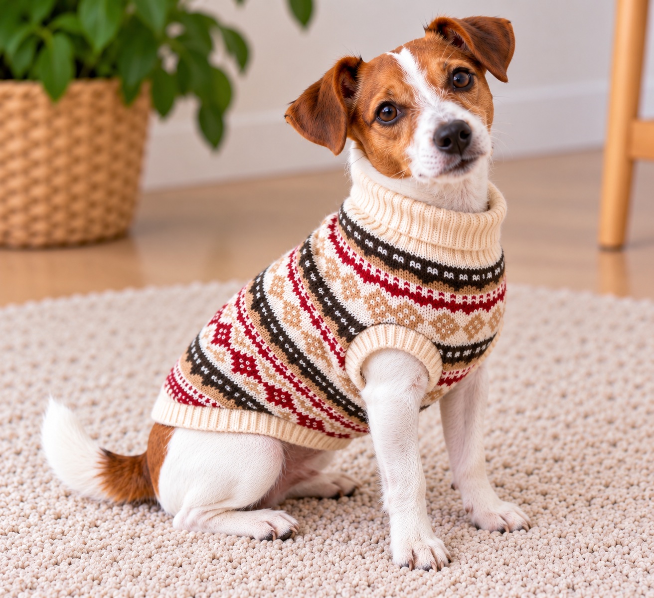 Fair isle coffee brown diamond jumper