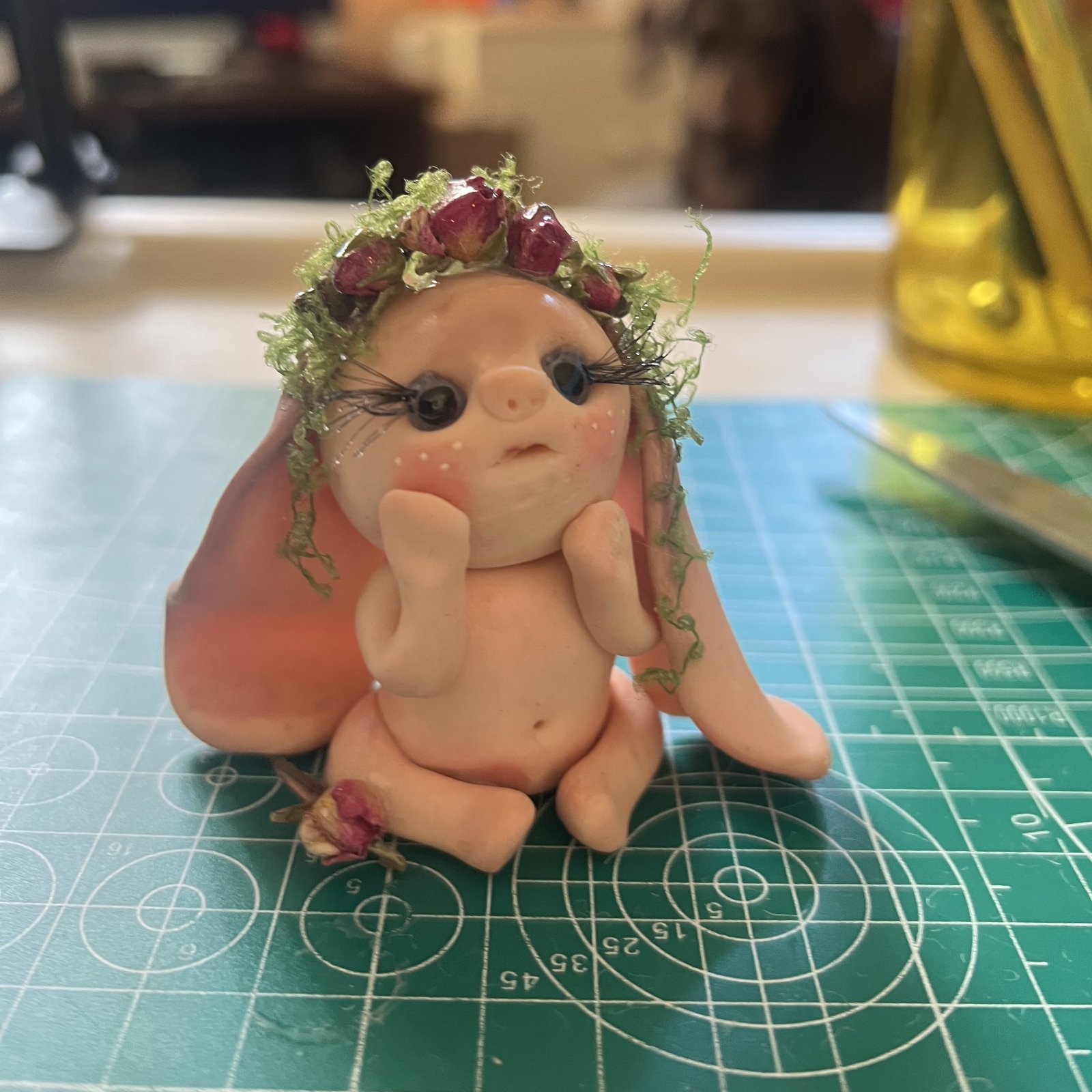One-Of-A-Kind Handmade Clay Rabbit Figurine - Fantasy Miniature