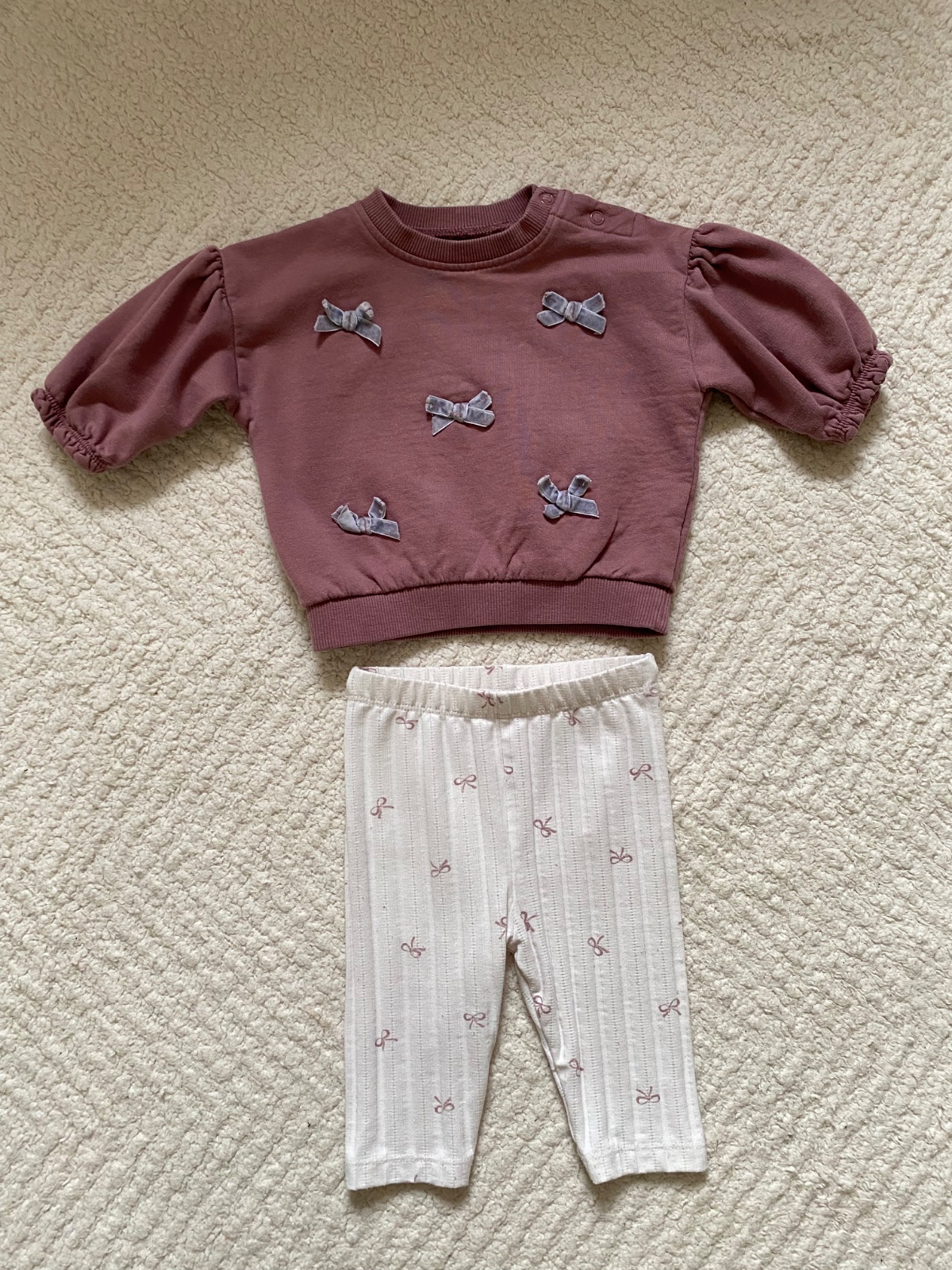 Pretty Bow 💜🎀 | TU Pink Sweatshirt & Leggings |0-3 months|