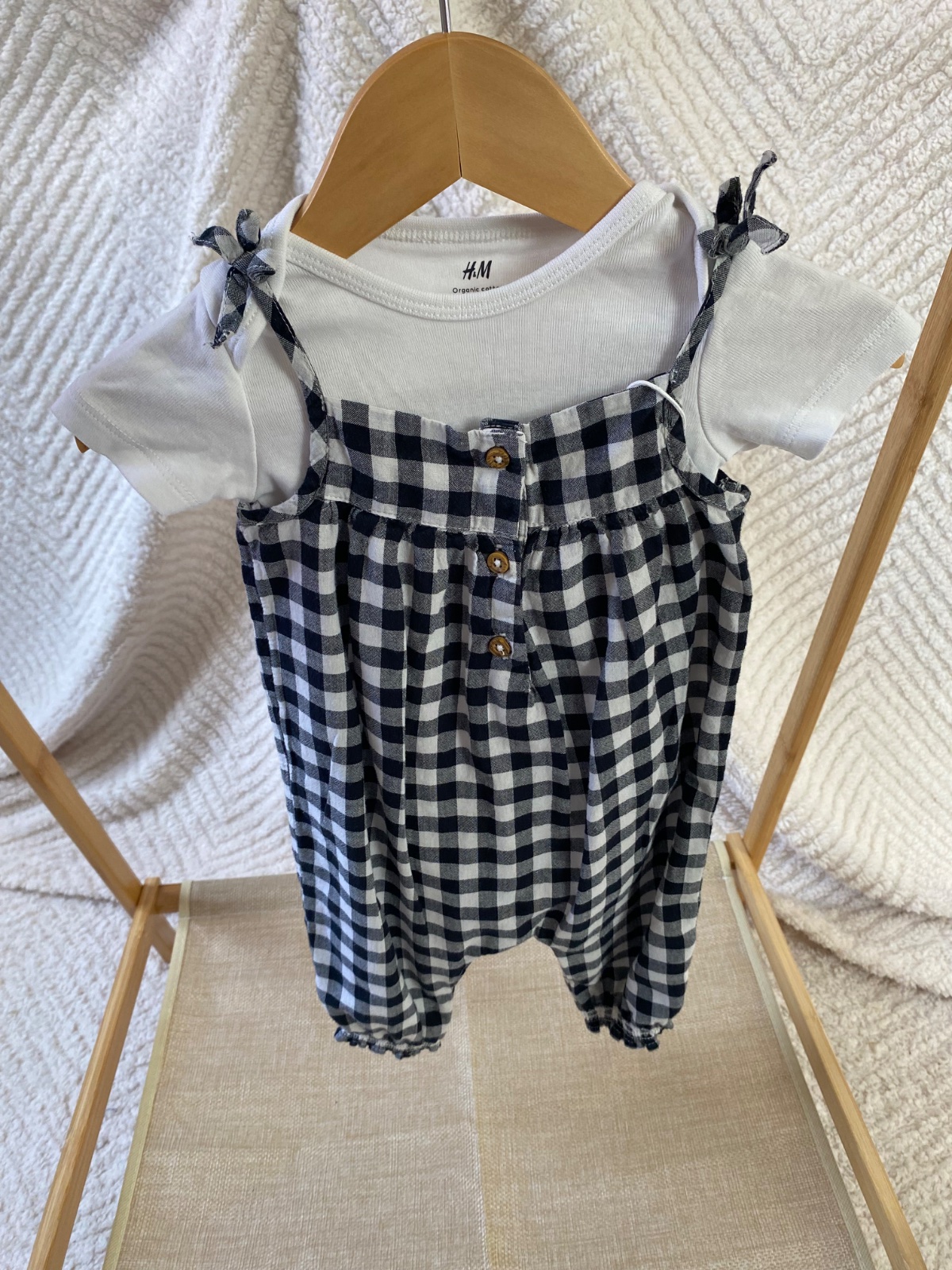 Gingham Days 🖤🤍 | Next Dungarees & H&M Vest |0-3 months|