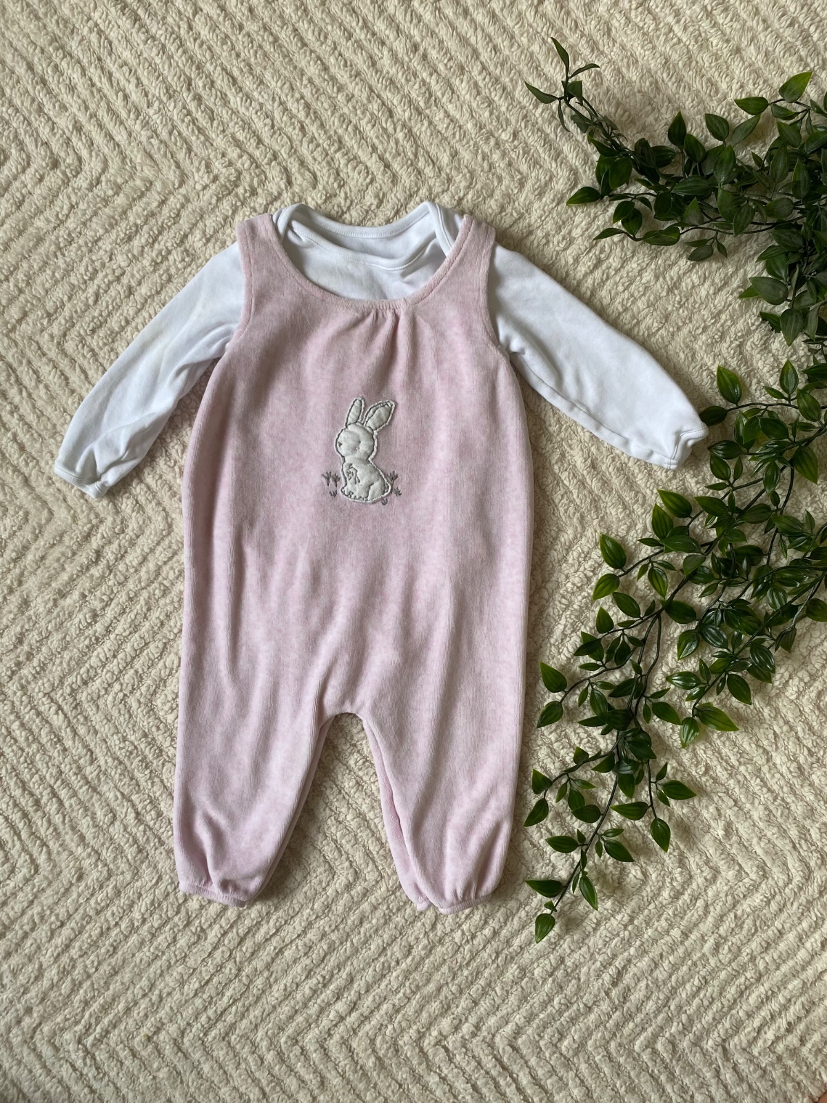 Little Bunny 🎀 | Next Pink Velvet Dungarees |6-9 months|