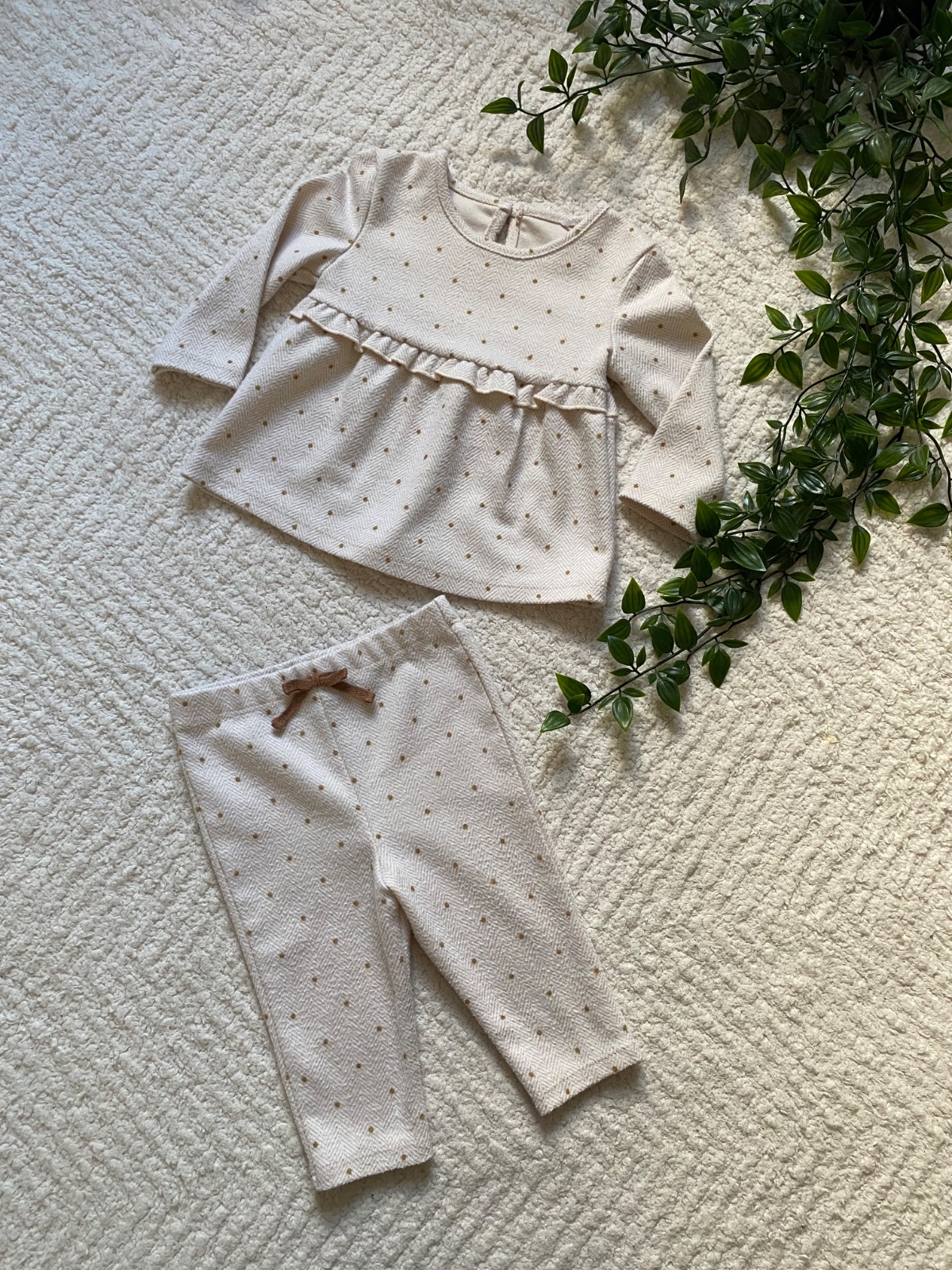 Little Polka Dot 🤎 | TU Peplum Top & Trousers |3-6 months|