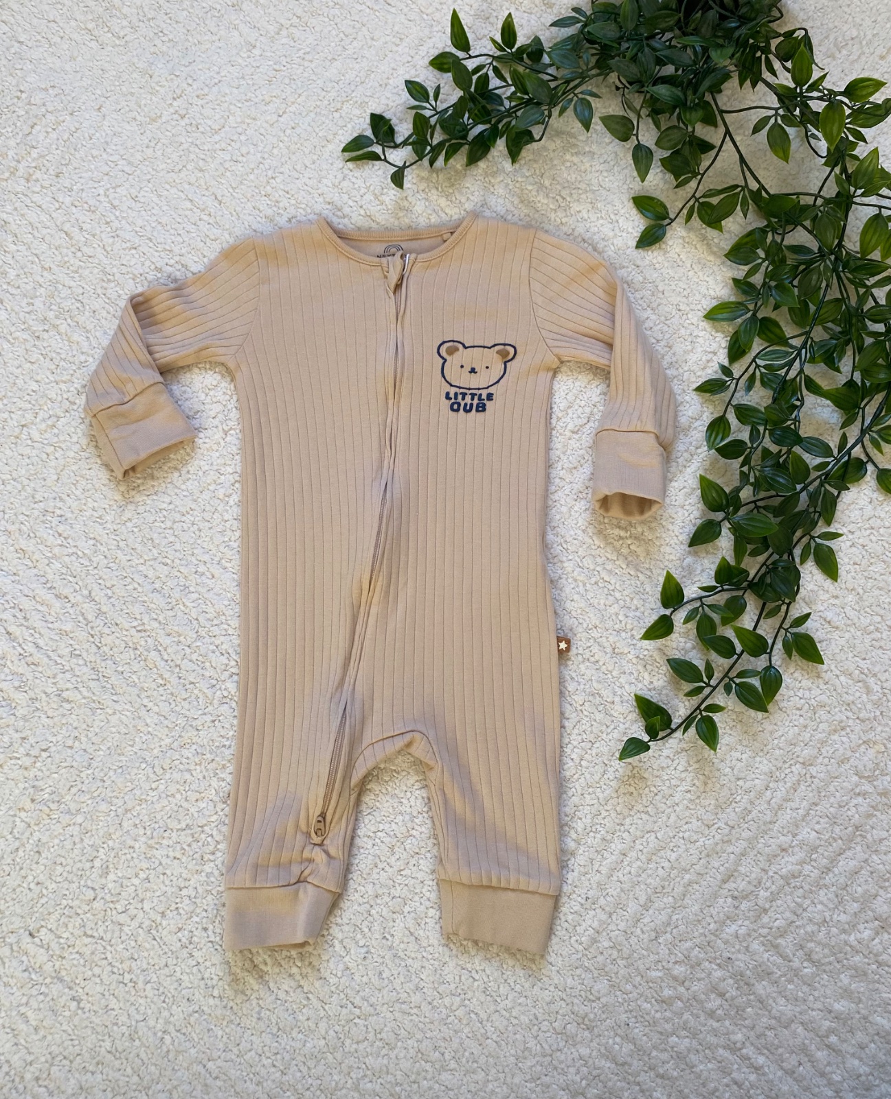 Little Cub 🐻 | Next Brown Footless Babygrow |3-6 months|