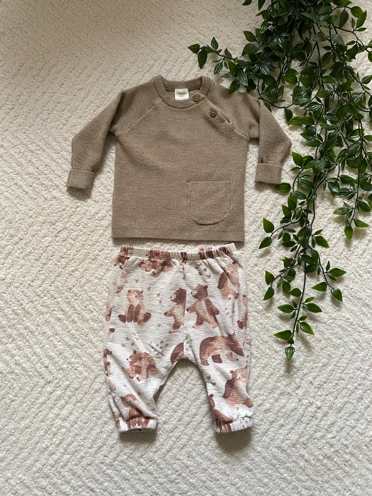 Bear Hugs 🐻 | Next Cream & Brown Knitted Set |3-6 months|