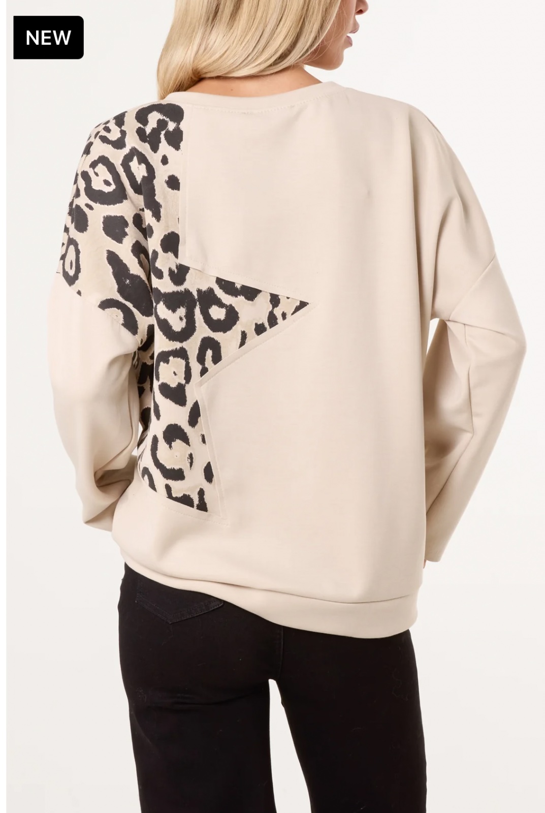 STUDDED LEOPARD STAR JUMPER one size