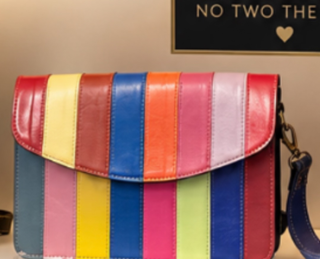 Rainbow Stripe Recycled Leather bags