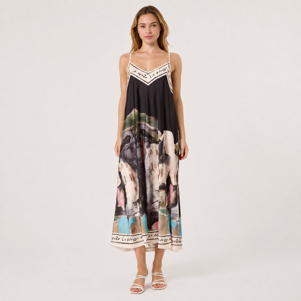 Cami Border Print Swing Dress