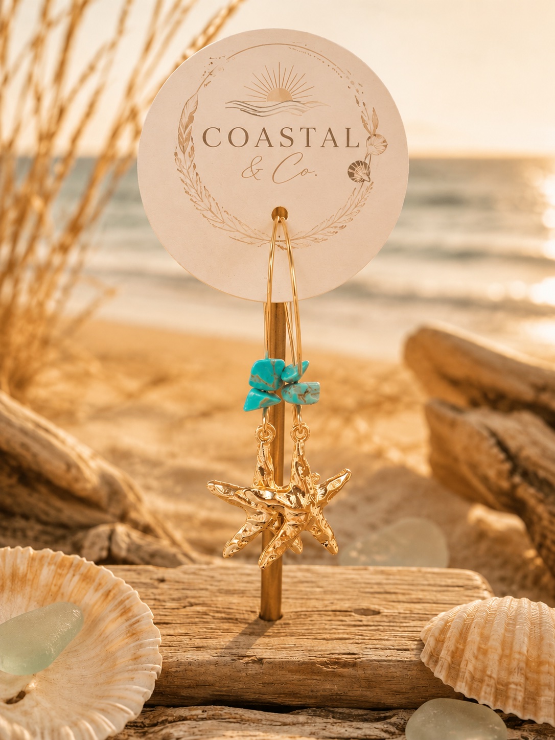 Golden Starfish Earrings