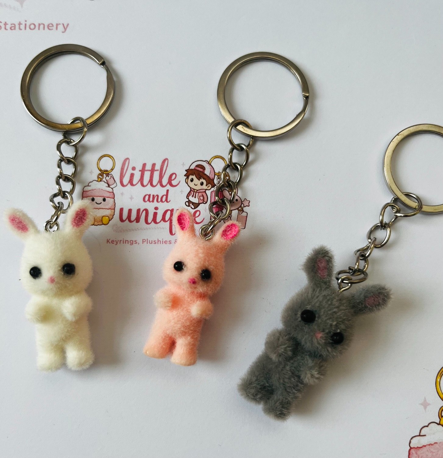 Fluffy Bunny Plush Keyrings