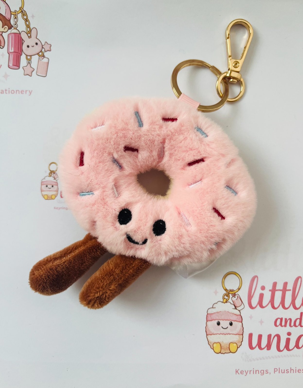 Pink Donut Plush Keyring