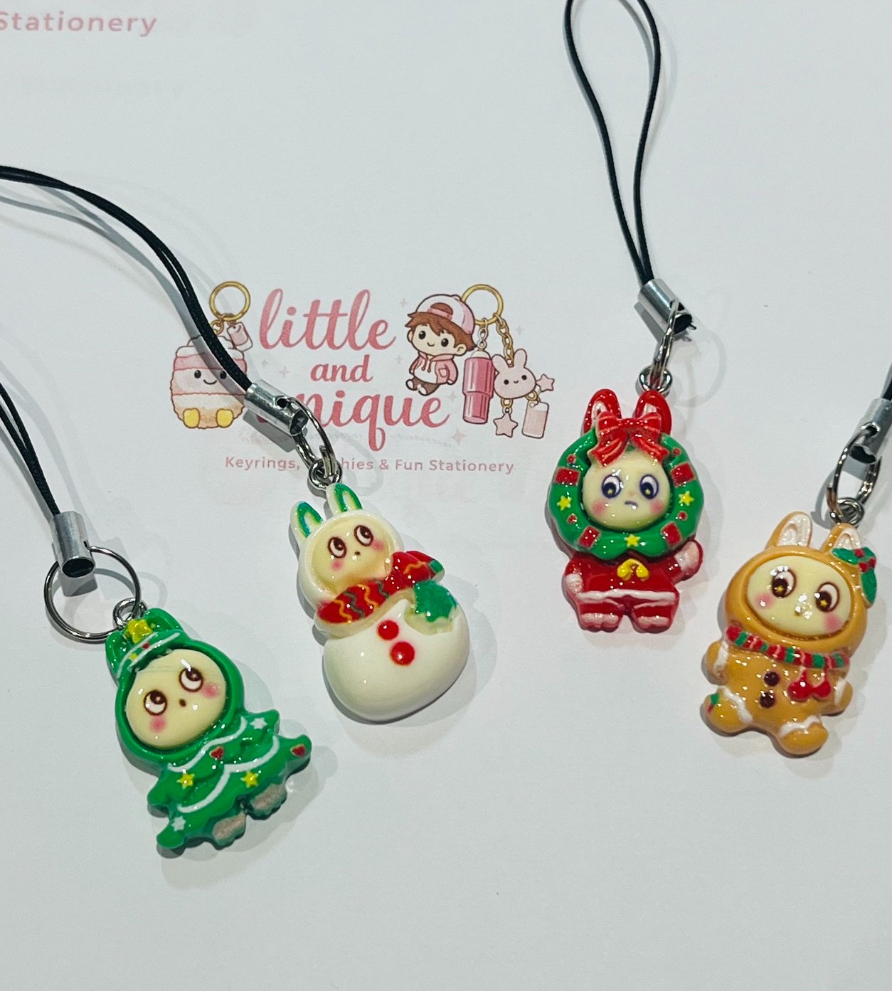 Festive Bunnies Phone Charms