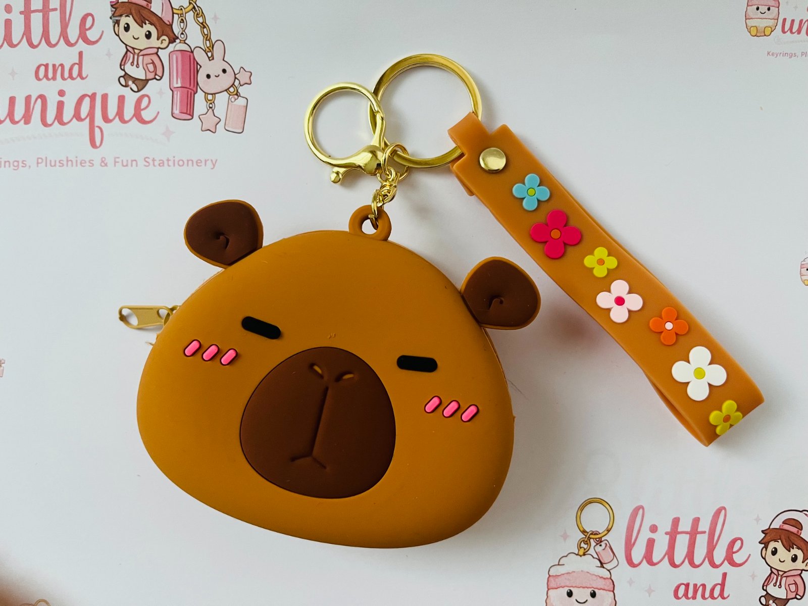 Cute Capybara Face Coin Keyring – Soft Silicone.