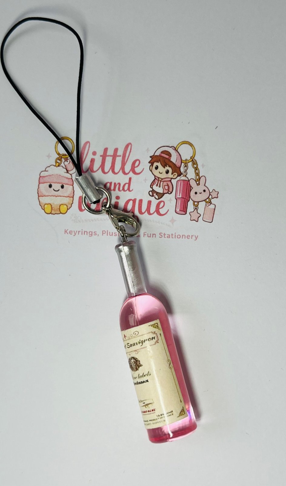 Bottle Of Rose Wine Phone Charm