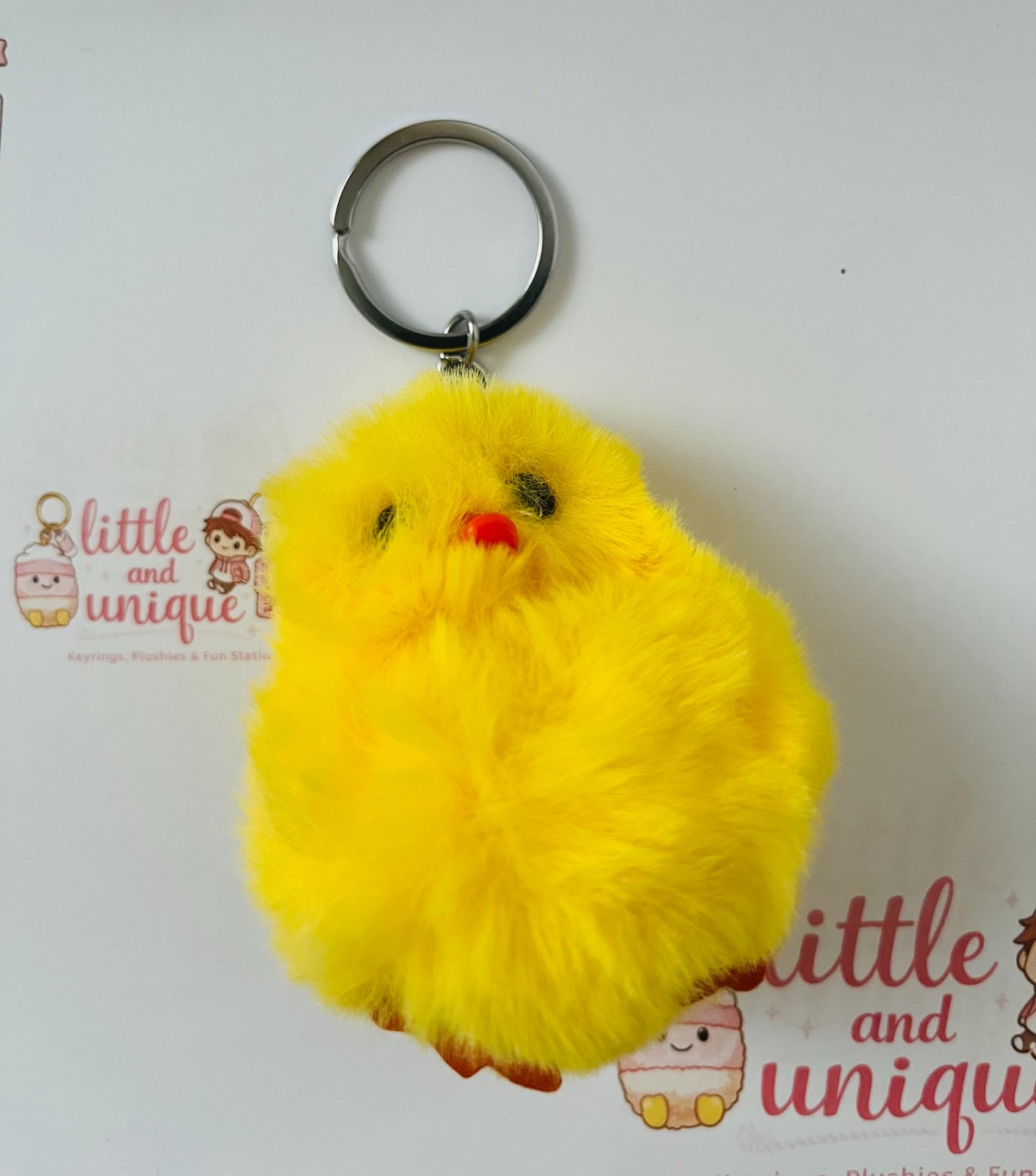 Fluffy Yellow Chick Keychain