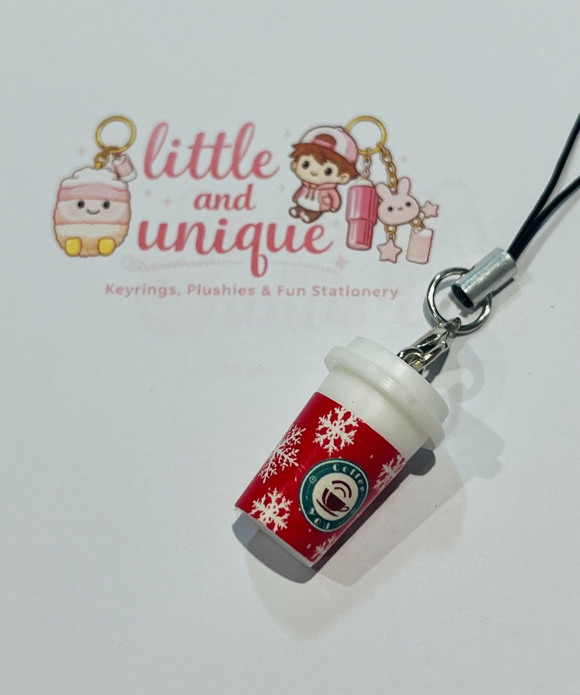 Festive Coffee Cup Phone Charm