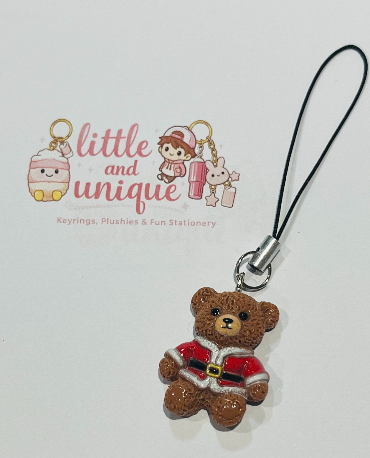 Festive Santa Bear Phone Charm