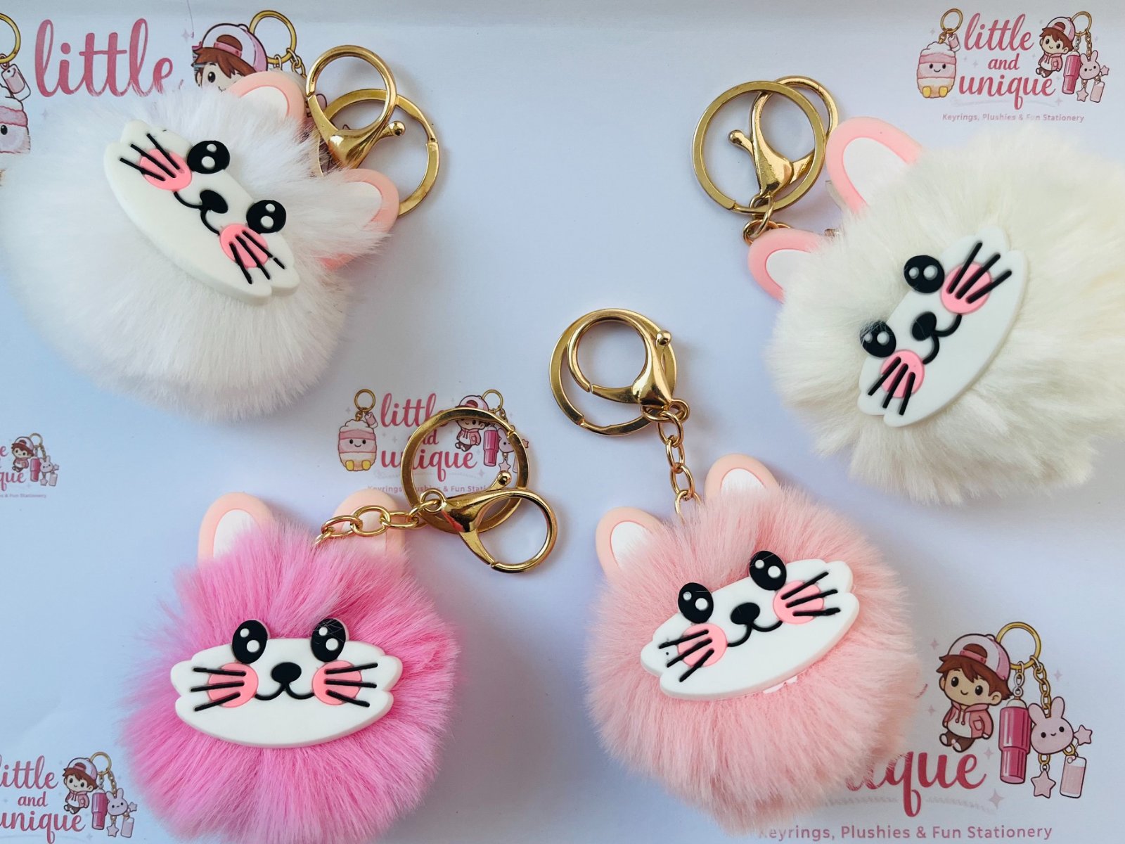 Fluffy Cat Face Bag Charm