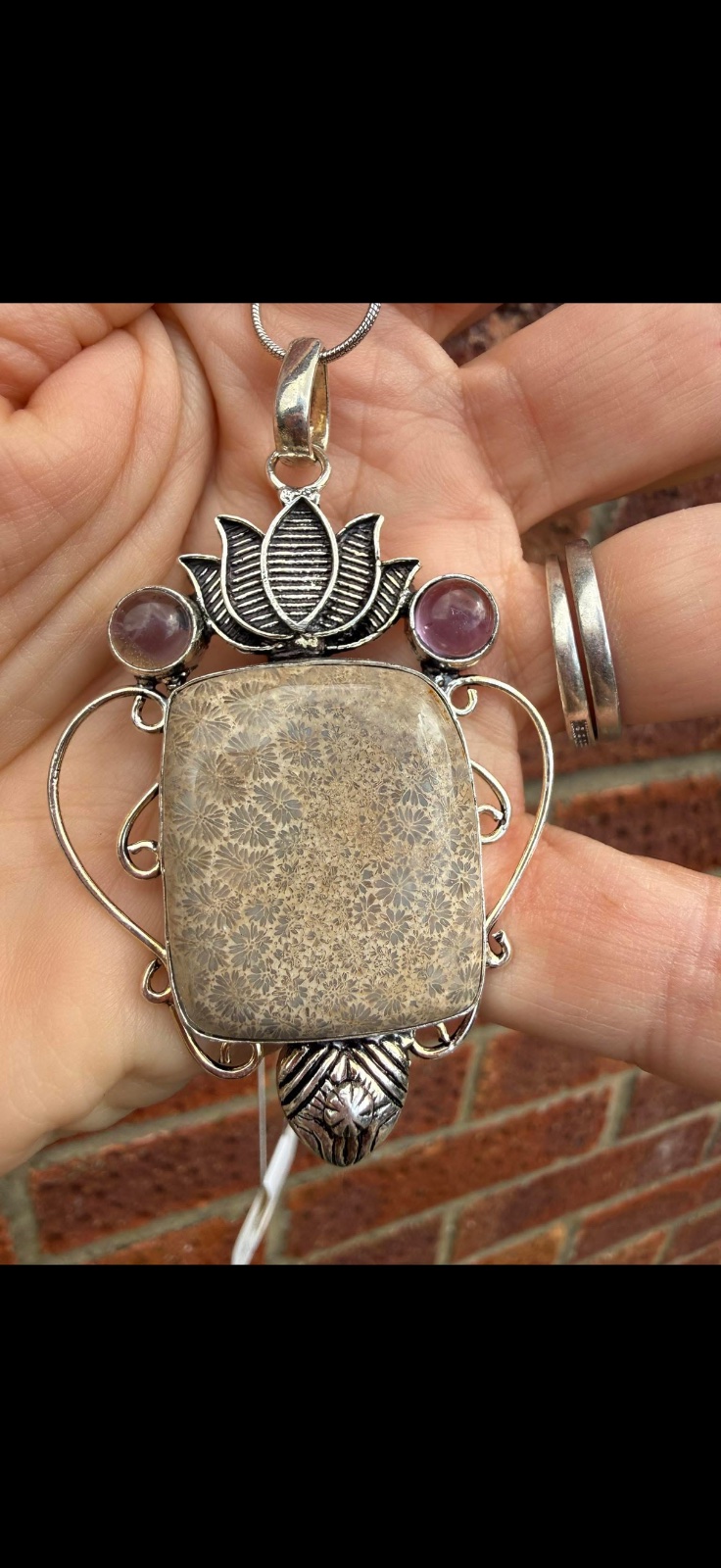 Coral fossil pendant