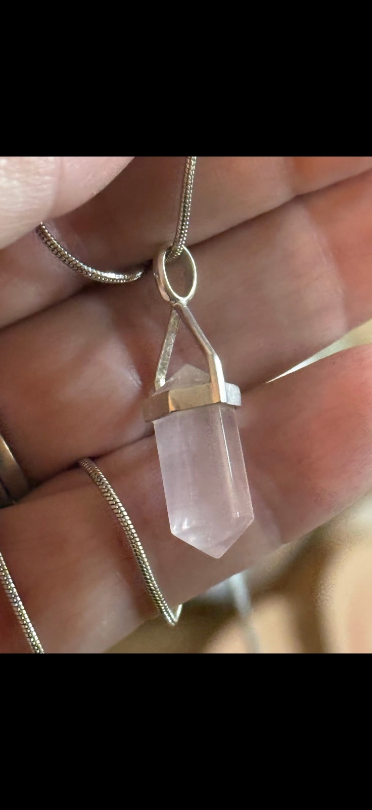 Rose quartz point pendant