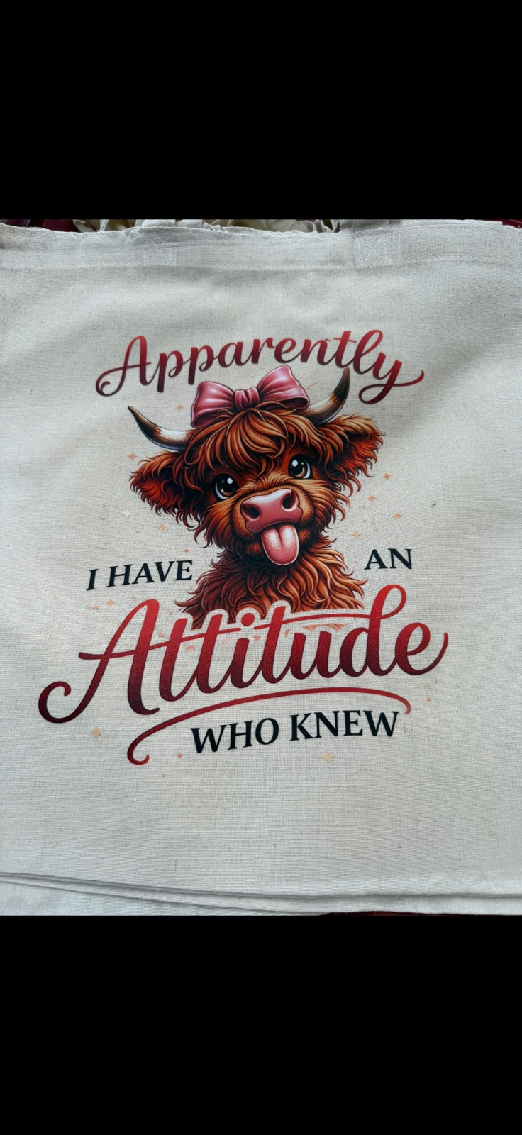 Apparently I have attitude highland cow tote bag